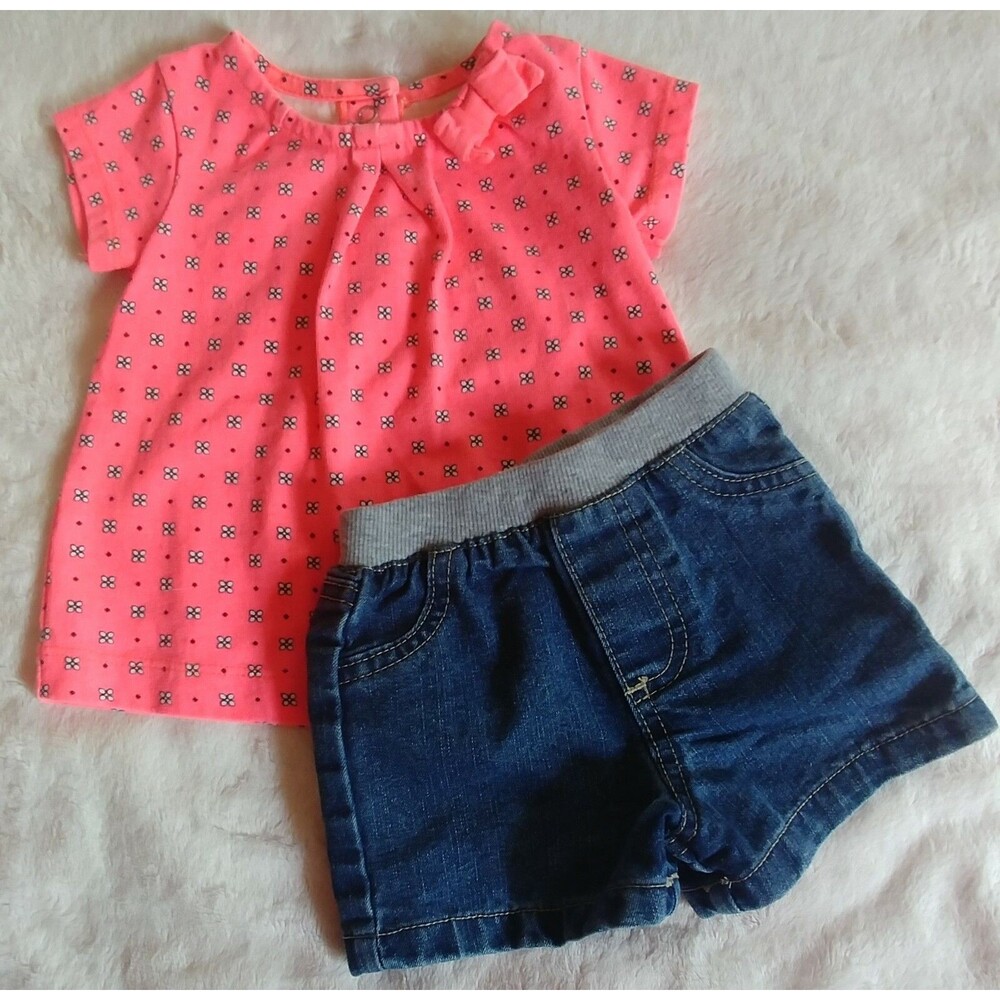 shirt short 3 months New girls Carters Circo jean Coral short sleeve infant baby